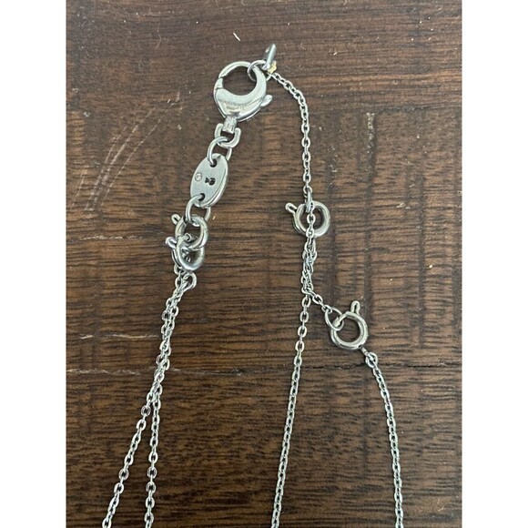 Fossil Silver Share Love Double Layer Open Gem heart Necklace Jewelry PERFECT - Picture 4 of 5